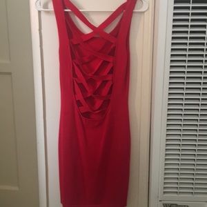 Tight red open back dress